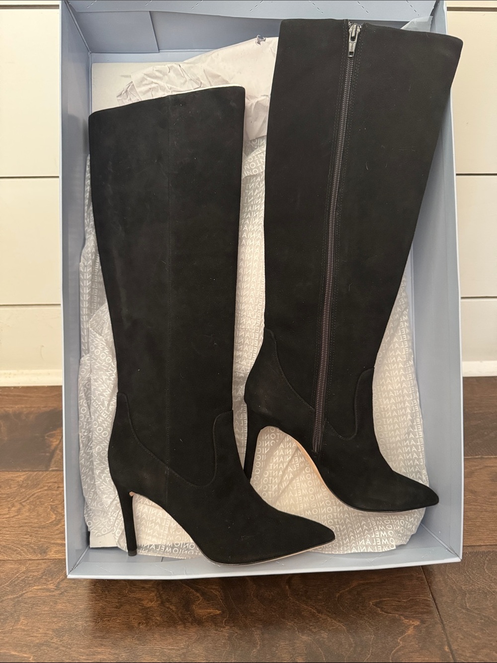 ANTONIO MELANI Black Over-the-Knee Pointed-Toe Stiletto Boots